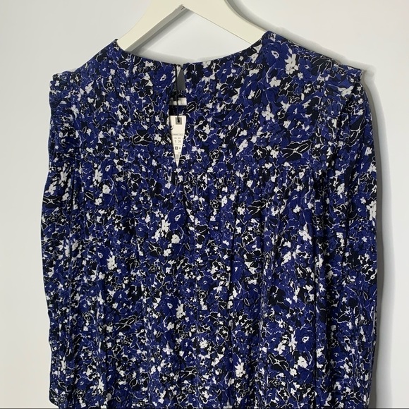 NWT ZARA Blue Floral Long Sleeve Ruffle Hem Mini Dress Size S - Picture 10 of 15